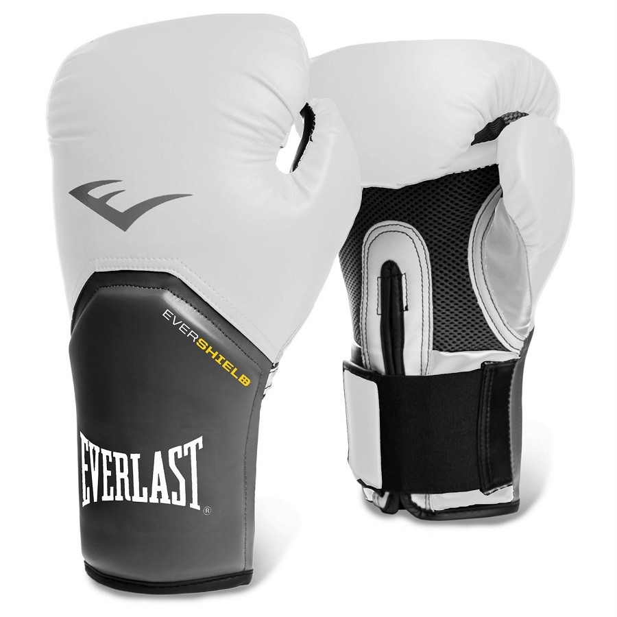 Gants de boxe combat Everlast Powerlock Pro - Blanc/Or - KSIUS GYM CLUB LYON