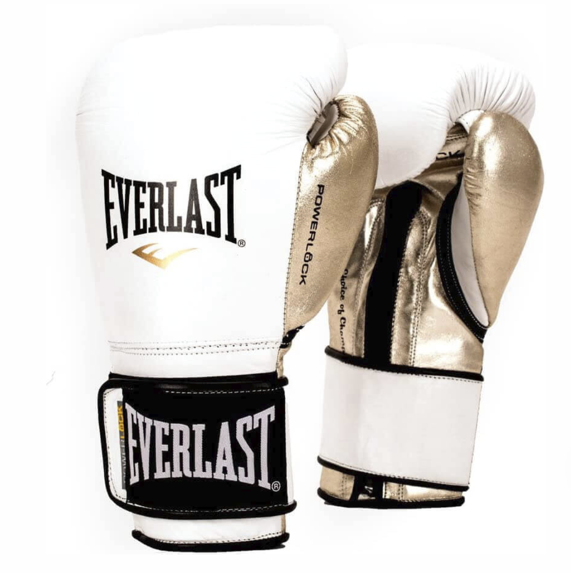 Gants de boxe combat Everlast Powerlock Pro - Blanc/Or - KSIUS GYM CLUB LYON