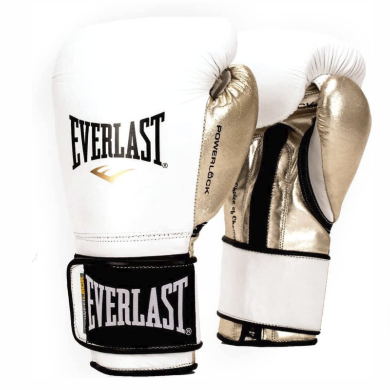 Gants de boxe combat Everlast Powerlock Pro - Blanc/Or
