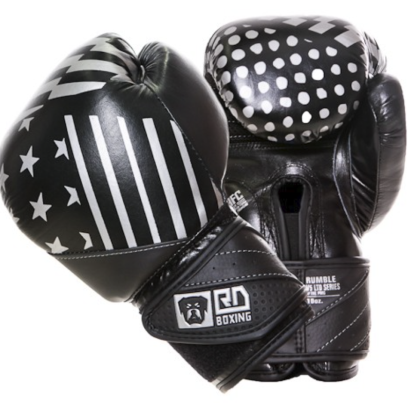 GANTS DE BOXE RUMBLE V5 CUIR LTD PMG NOIR/SILVER RD BOXING