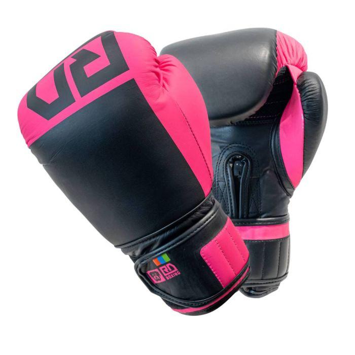 RUMBLE V6 CUIR - GANTS DE BOXE RUMBLE CUIR BLOCK COLOR ROSE/NOIR V6 RD BOXING